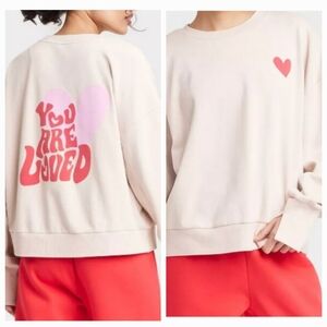 JoyLab Valentine's Day Graphic French Terry Crewneck Sweatshirt NWT